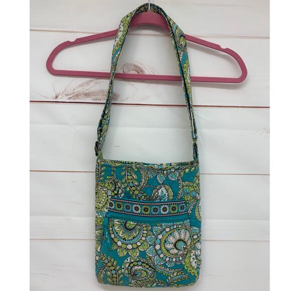 Vera Bradley Crossbody Bag Peacock Pattern Retired 2007 Hipster Teal Green Purse - Picture 2 of 16
